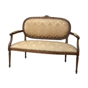 Divanetto in stile neoclassico in noce e broccato dorato