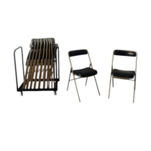 Set di 10 sedie vintage apribili, da cinema o teatro con carrello originale